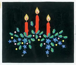 Melt: Three candles with holly and ivy sprays