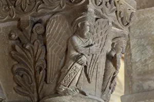 Fides: Capital with angel, Abbatiale Sainte-Foy, Conques