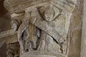 Fides: Capital with angels, Abbatiale Sainte-Foy, Conques