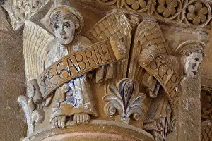 Fides: Capital with angels, Abbatiale Sainte-Foy, Conques