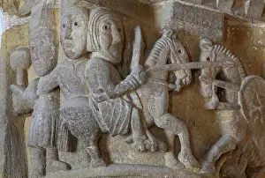 Chivalric: Capital with knights, Abbatiale Sainte-Foy, Conques