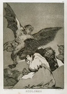 Plaque: Caprices, Plate 48, Big gusts, by Goya