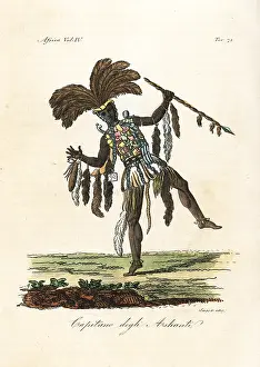 Ashanti: Captain of the Ashanti in war dress of feathers