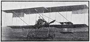 Captain Bertram Dickson on his Farman biplane 1910