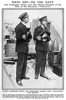 Mascots: Captain Carpenter VC with Commander Osborne & ship's mascots