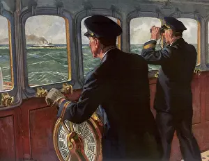 Vehicmotor: Captain and Sailor watch Ship in Distance
