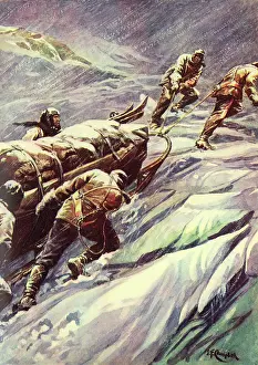 Deeds: Captain Scott and his team hauling their sledge
