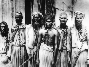 Traders: Captive Arab slave traders in German East Africa, 1888
