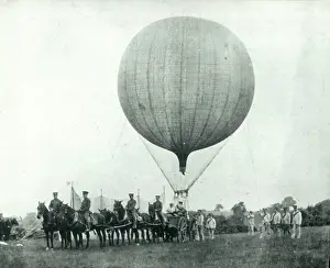 Winch: Captive balloon with limbered balloon-kite winch wagon