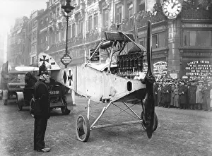 Paraded: A captured German aircraft in London