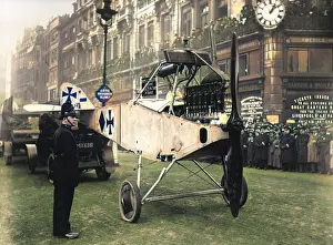 Paraded: A captured German aircraft in London