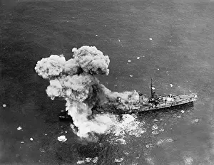 Aerial Bombing: Captured German cruiser Frankfurt was a bomb target