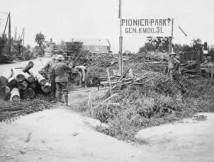 Canadians: Captured German engineer park, Western Front, WW1