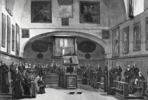 Monastic: Capuchins in the choir singing vespers. Engraving, 1898
