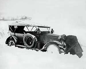 Snowed: Car snowed up in winter on Western Front, WW1
