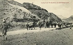 Khyber: Caravan on the way to Kabul in the Khyber Pass