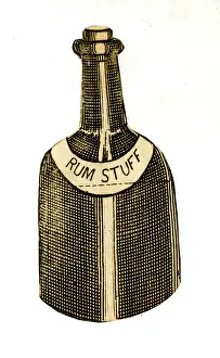 Stopper: Card in the shape of a bottle of rum