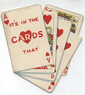 X100531: Cards - 1940's, Valentine card, illustration, playing cards