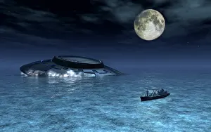 Freighter: A cargo freighter ship encountering a giant uso out at sea