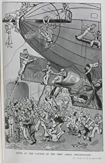 Chaotic: Caricature illustration, launch of Dreadnought airship