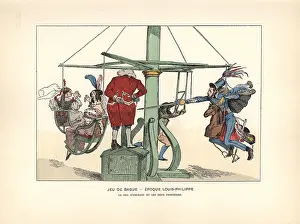 Tilt: Caricature of a man impotently tilting at