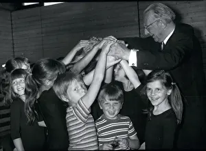 Oedipus: Carl Orff, German composer, with children