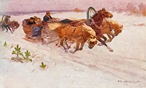 Troika: Carnival sleigh race in Russia