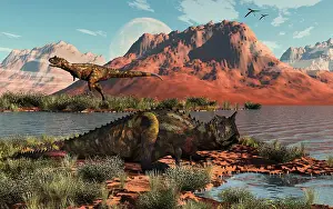 Ceratosaur: Carnivorous Carnotaurus dinosaurs from the Cretaceous Period