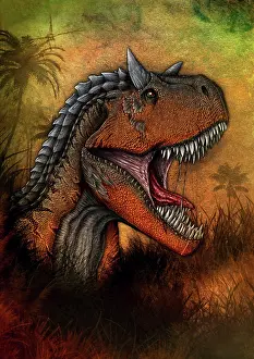 Textured: Carnotaurus dinosaur portrait