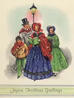 Caroling: Four Carolers at Lamp
