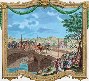 Spears: Carolingian Empire. 8th-9th centuries. Duel between four spe