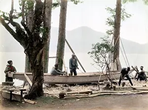 Carpenters: Carpenters, boat builders at work, Japan