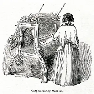 Shearing: Carpet shearing machine in a Glasgow carpet factory