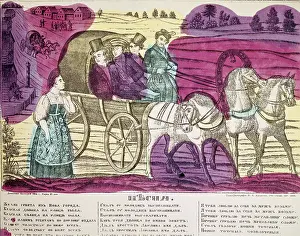 Troika: carriage, copper engraving