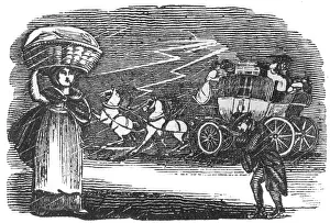 Thunderstorm: Carriage and pedestrians in thunderstorm, c. 1800
