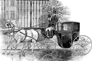 Coachmen: carriages, bridal carriage, drawing by A. Ackermark