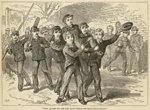Paraded: They carried him off with three cheers and three times three