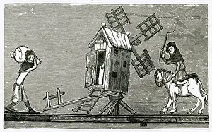 1340: Carrying corn to a windmill in 14th century England