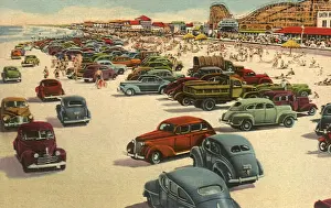Sunbathers: Cars on Beachfront. Jacksonville