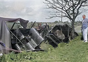 Upholstery: Two cars in a ditch