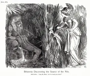 Speke: Cartoon, Britannia Discovering the Source of the Nile