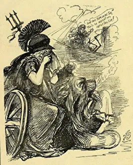 Handkerchief: Cartoon, Britannia Mourns
