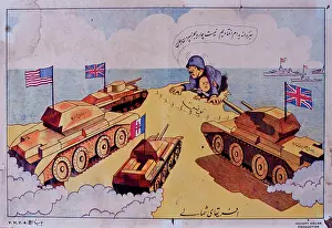 Nov16: Cartoon with British and American tanks, WW2