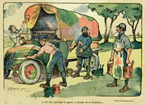 Lorry: Cartoon, Camouflaging a lorry, WW1