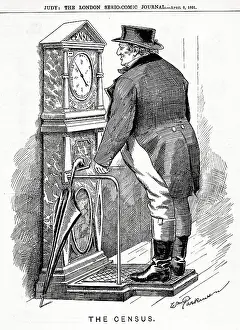 Weighing: Cartoon, The Census, John Bull on a weighing machine