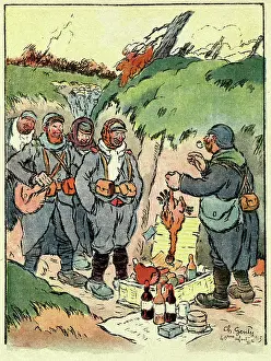 Hamper: Cartoon, Christmas preparations, WW1