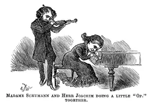 Accompaniment: Cartoon, Clara Schumann and Joseph Joachim