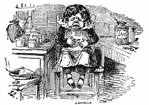 Uncomfortable: Cartoon commenting on the uncomfortable results of gluttony