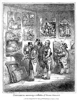 Morland: Cartoon, Connoisseurs examining a collection