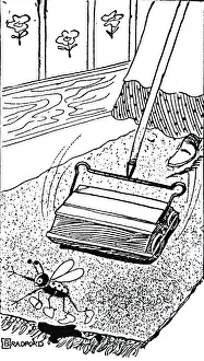 Clean: A cartoon depicting a carpet sweeper